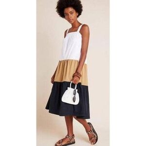Maeve Anthropologie Ashleigh Neutral Colorblocked Dress